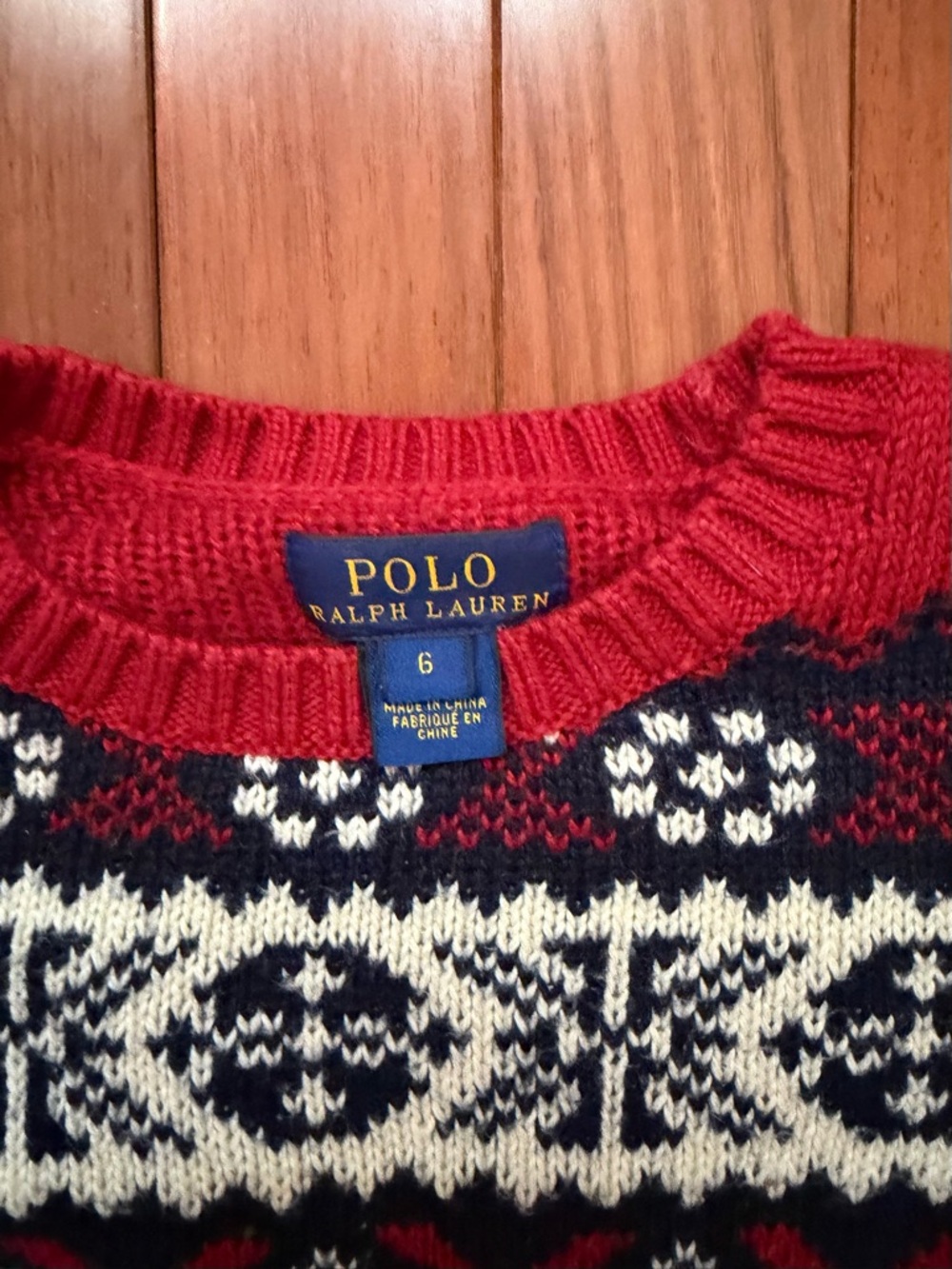 Polo by Ralph Lauren Red Navy White Fair Isle Crewneck Sweater